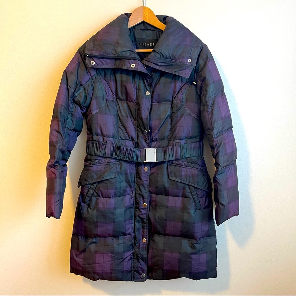 Nine West Plaid Down Coat